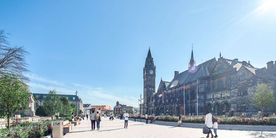 Rochdale Town Hall on a sunny day.