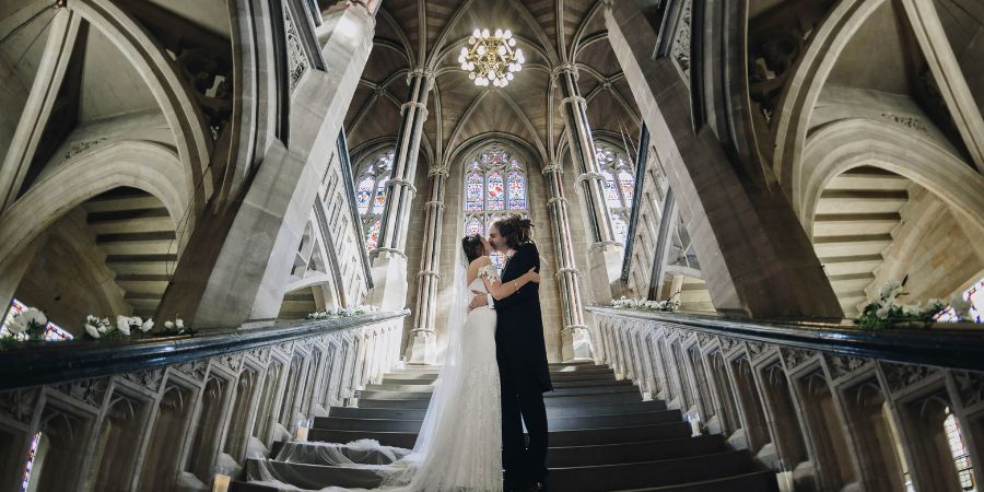 A couple on their wedding day.